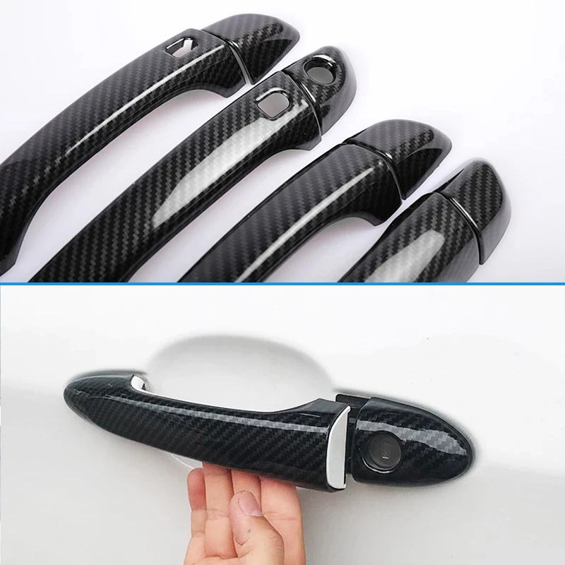 Anti-Scratch Black Carbon Fiber Sturdy Door Handle Cover for Dacia Jogger 2021 Car Exterior Decorate Styling Auto Accessories