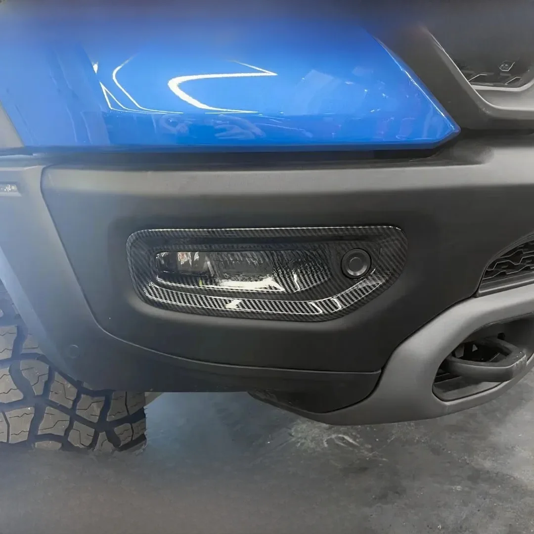 For Ram 1500 Rebel TRX 2019-2024 Carbon Fiber Front Bumper Fog Light Lamp Cover Trims