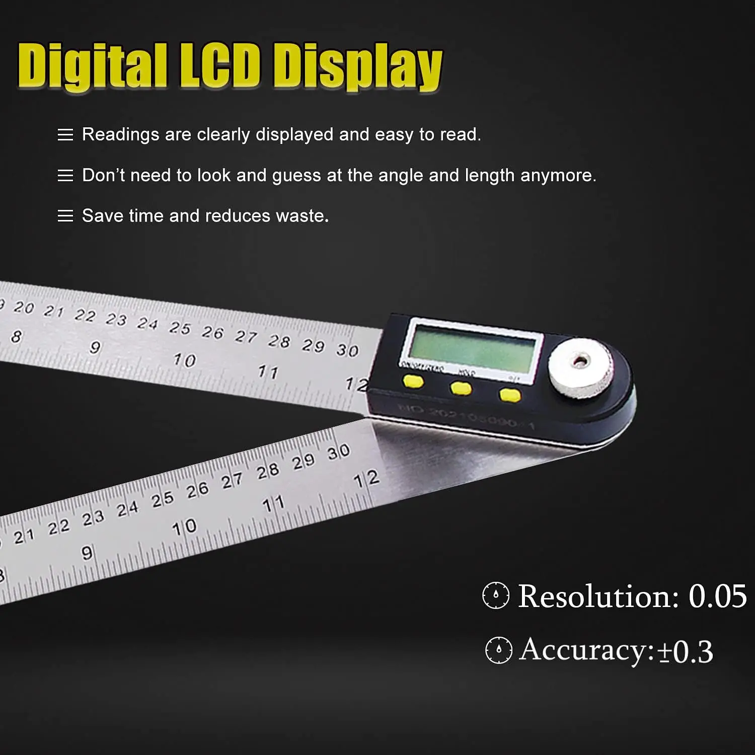 Imagem -05 - Digital Angle Finder Transferidor com Zeroing e Locking Função Carpintaria 12 Polegada 300 mm Aço Inoxidável