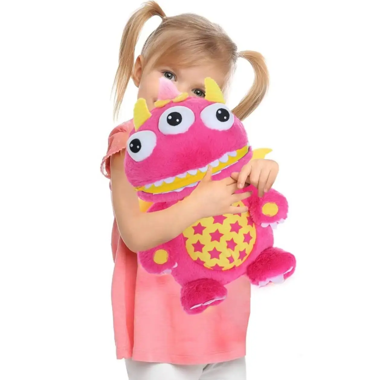 Worry Yummy Monster Children's Soft Toy - 15 inches (38cm) - Loves Eating Your Worries - Pink 'Luna'