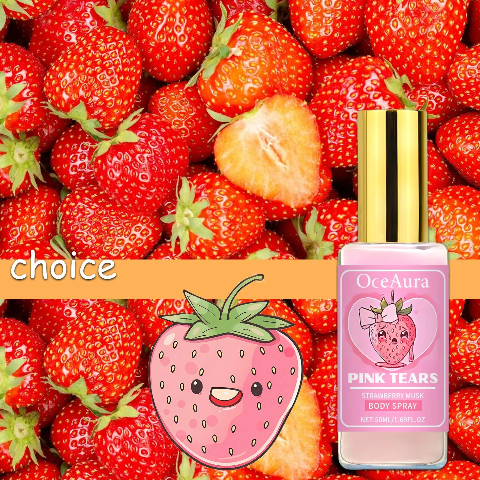 

OceanAura Strawberry Musk Body Mist Refreshing Moisturizing Nourishing Fragrance Spray for Refreshment
