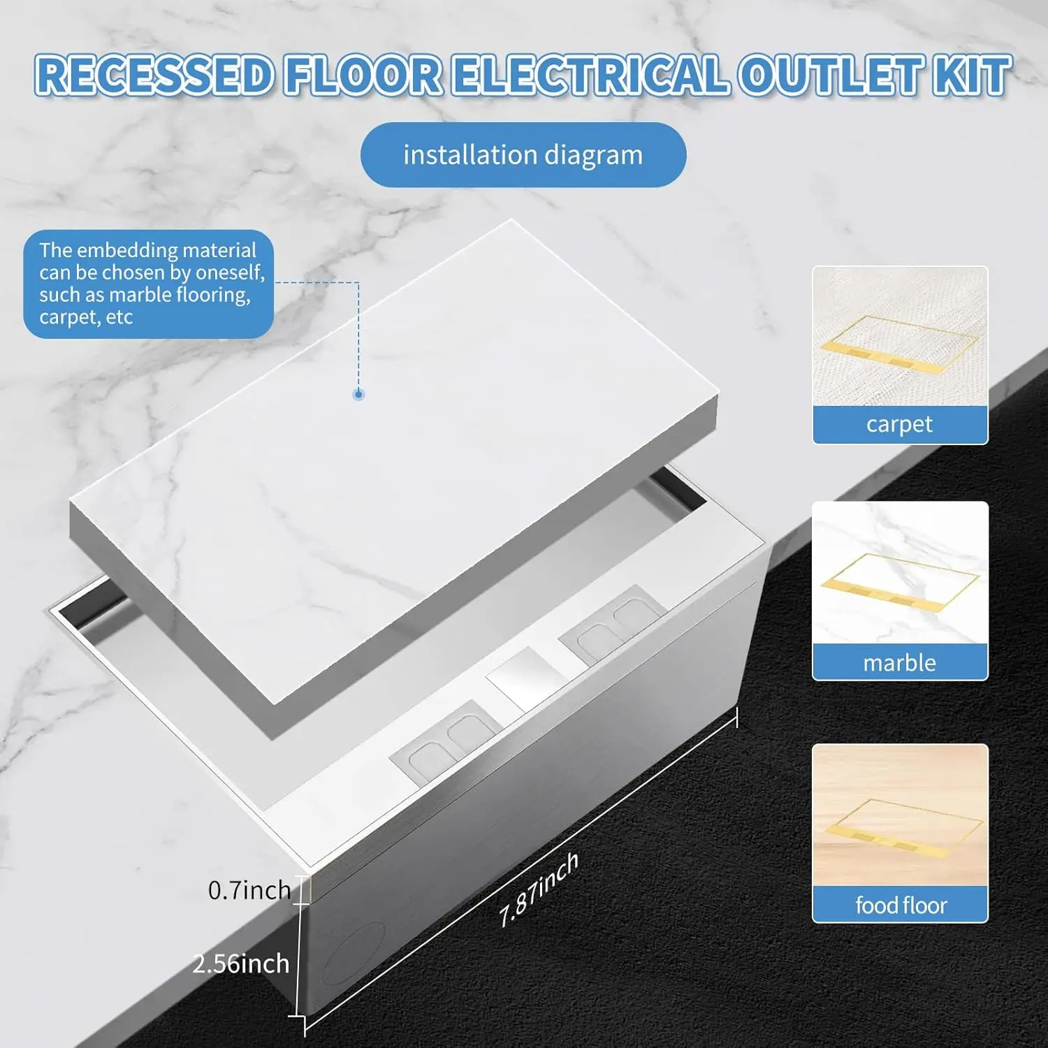 Built-In Floor Socket Outlet Box Inlaid Waterproof  Floor Socket Recessed Modern Hidden Multi Socket Outlets for Home & Office