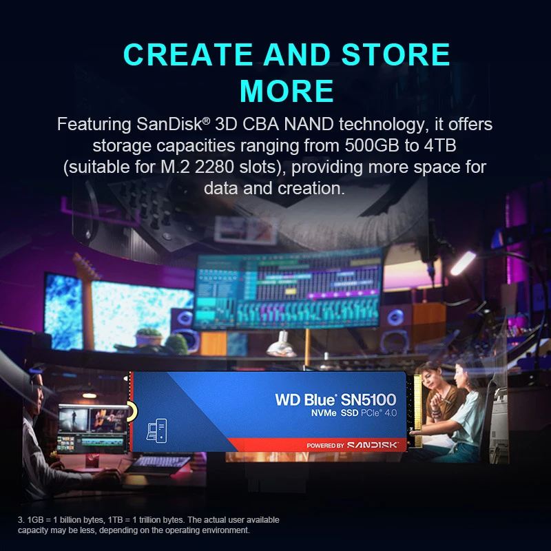 WD SN5100 SSD NVMe M.2 2280 PCIe Gen 4.0x4 500GB 1TB 2TB محرك الأقراص الصلبة الداخلي يصل إلى 7,100 ميجابايت/ثانية لأجهزة الكمبيوتر المحمولة