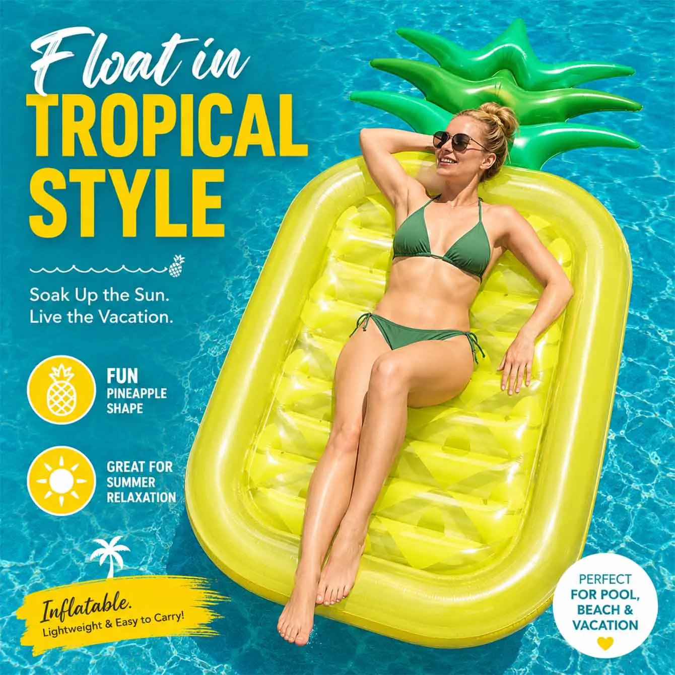Inflatable Pool Float, Inflatable Pool Floats, Inflatable Raft for Summer, Giant Pool Lounger, Summer Fun for Pool, Lake, Beach