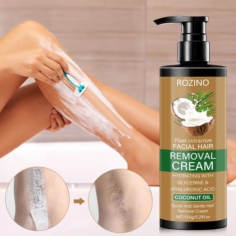 Rozino Coconut Oil Hair Removal Cream, with a Smooth Texture and Easy Application, Contains Coconut Oil Ingredients to Gently Care for the Skin. It Feels Comfortable to Use, Is Simple and Convenient to Operate, and Can Be Used on Multiple Parts of the Body, Suitable for Daily Use.