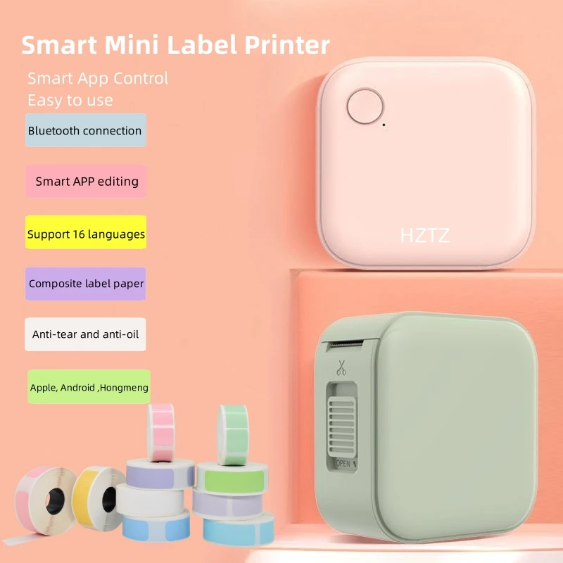 HZTZ Mini drukarka etykiet Inteligentna kieszonkowa drukarka etykiet samoprzylepnych Bluetooth Etykieta z ceną Naklejka do domu