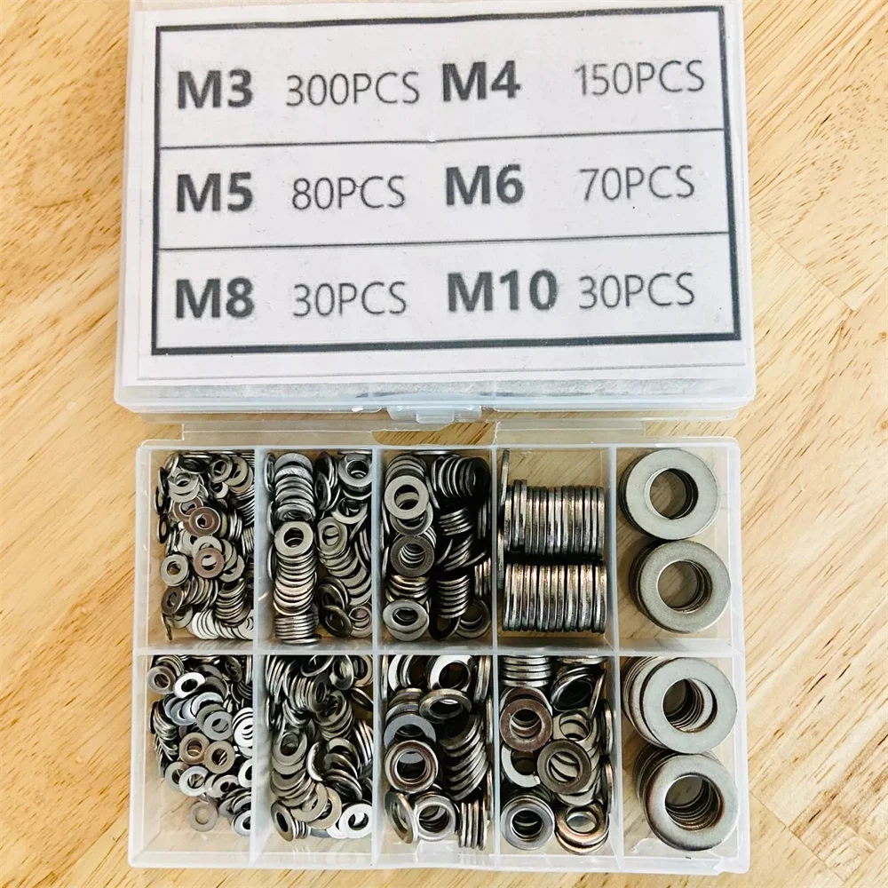 

660pcs 304 Stainless Steel Flat Washers for Screws Bolts,Fender Washers Assortment Set,Stainless Steel Washers,Lock Metal Washer