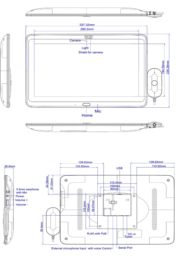 13. tablet pc de grau médico de 3 polegadas projetado para hospitais | Android 11, PoE, câmera de privacidade, SOS, cada cancelamento para chamadas, VESA