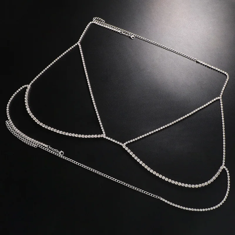 Stonefans بسيطة كبيرة حجر الراين الصدرية الجسم سلسلة مجوهرات للنساء مثير بيكيني كريستال الصدرية قلادة سلسلة الجسم تسخير ستراس