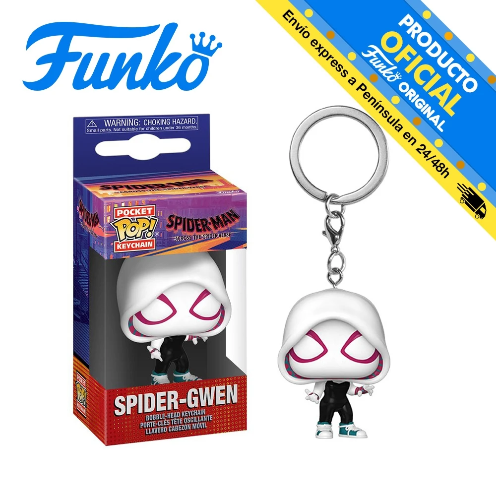 Funko Pocket Pop! Keychain: Spider-Man crossing multiverse-Spider-Gwen, 67206, original, toys, boys, girls, gifts, collector, figures, dolls, shop, with box, new, Man, woman, official license