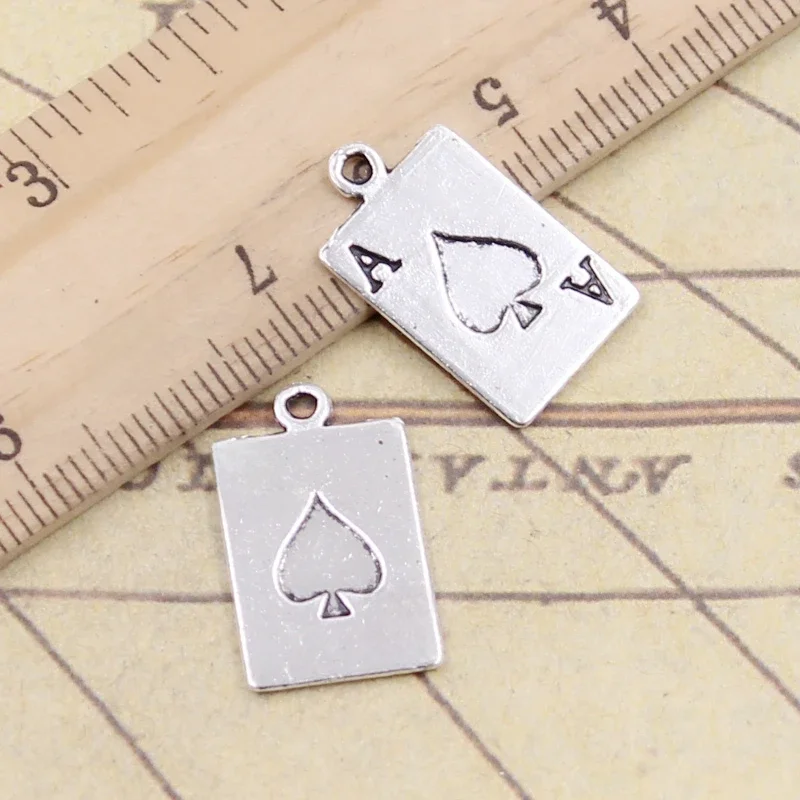 10 sztuk Charms Ace pik karty do gry Poker 20x12mm tybetański brąz srebrny kolor zawieszki antyczne tworzenia biżuterii DIY Handmade Craft — zdjęcie 2