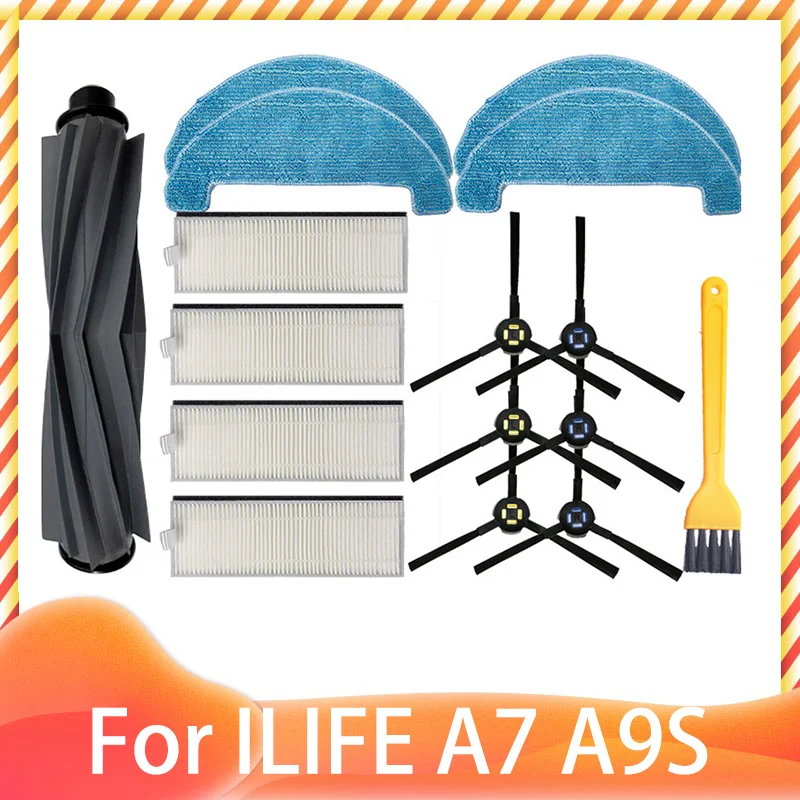 For ILIFE A7 A9S Robot Vacuum Main Brush Roller Hepa Filter Side Brush Primary  Air Filter For Cleaner Replacement Parts