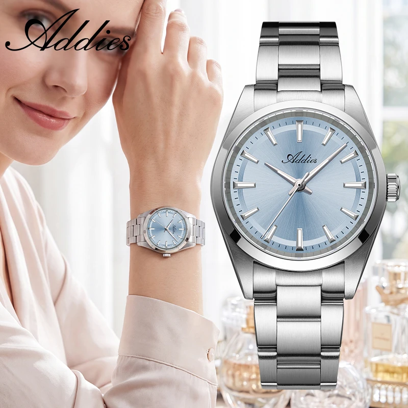 ADDIES Women Watches 31mm Japan 2035 Sapphire Cyrstal 50m Waterproof 316L Stainless Steel Luminous Business Women Wristwatch