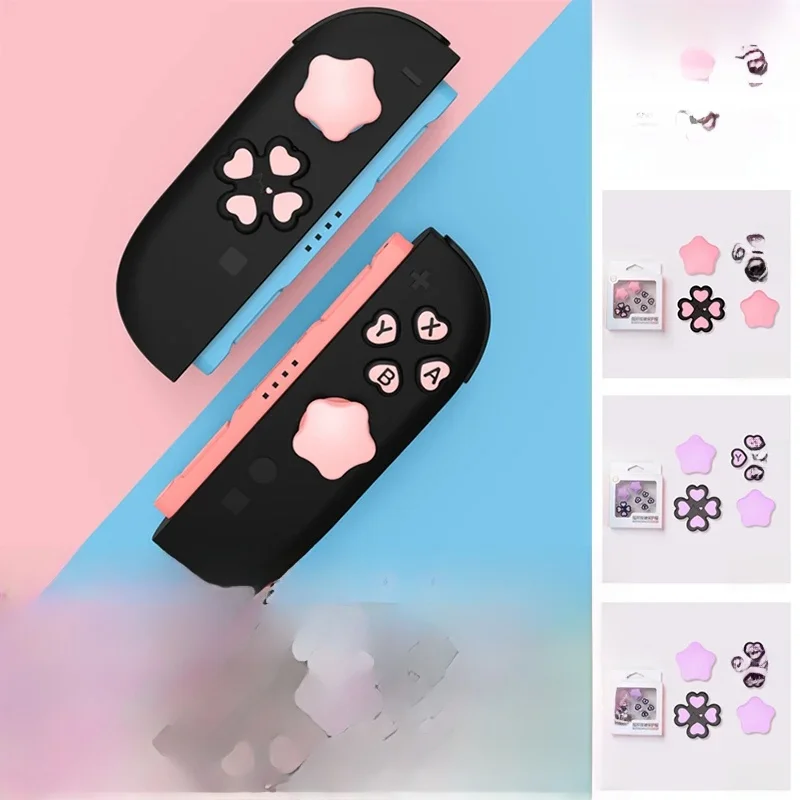 Ensemble de capuchons de boutons en Silicone souple, mignon, pour Nintendo Switch 2, bâtons de pouce Joy-con, couvercle de poignée avec autocollants de boutons ABXY