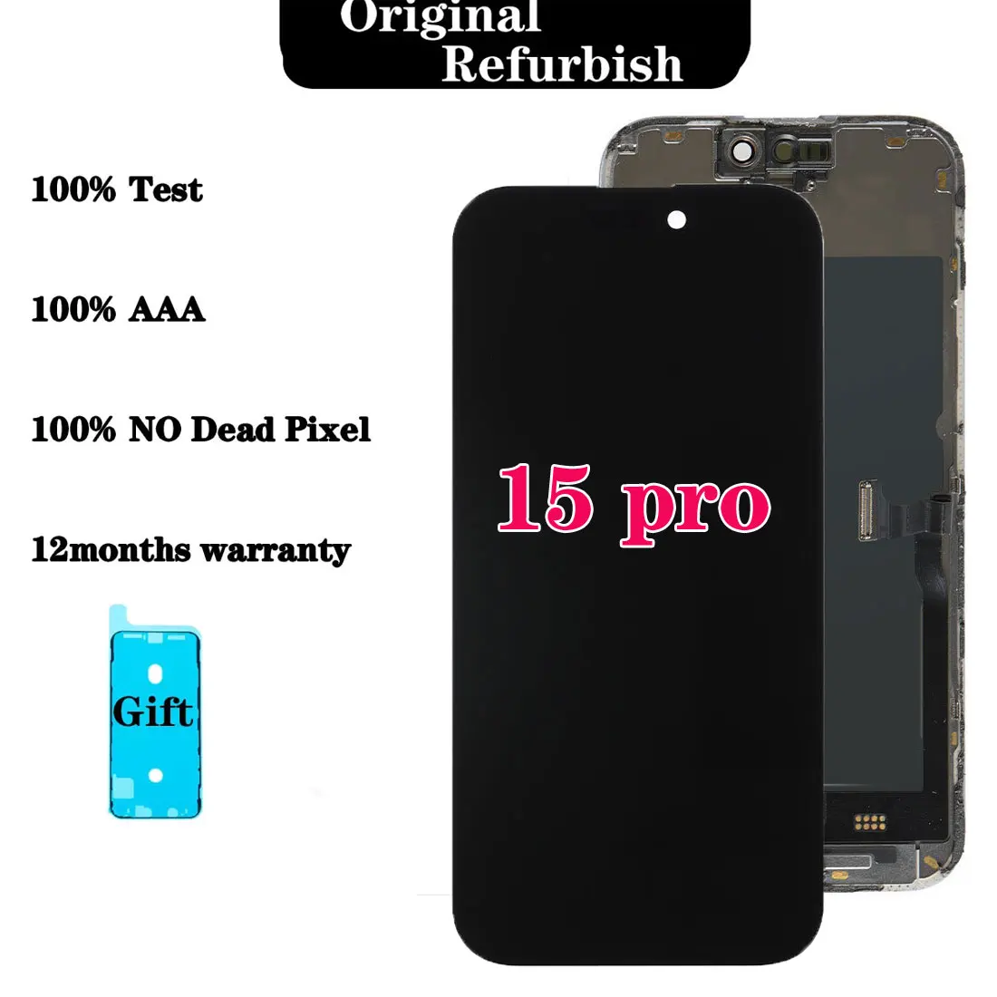 Original Refurbish Screen For IPhone 15 pro Lcd For Iphone 15p Lcd Display Panel Assembly True Tone Replacement