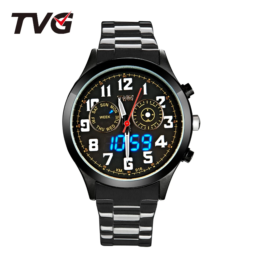 TVG brand watch New Luminous Owl LEDWater proof Business Casual Student Gift Dual display Sports Mature Double machine Tempered