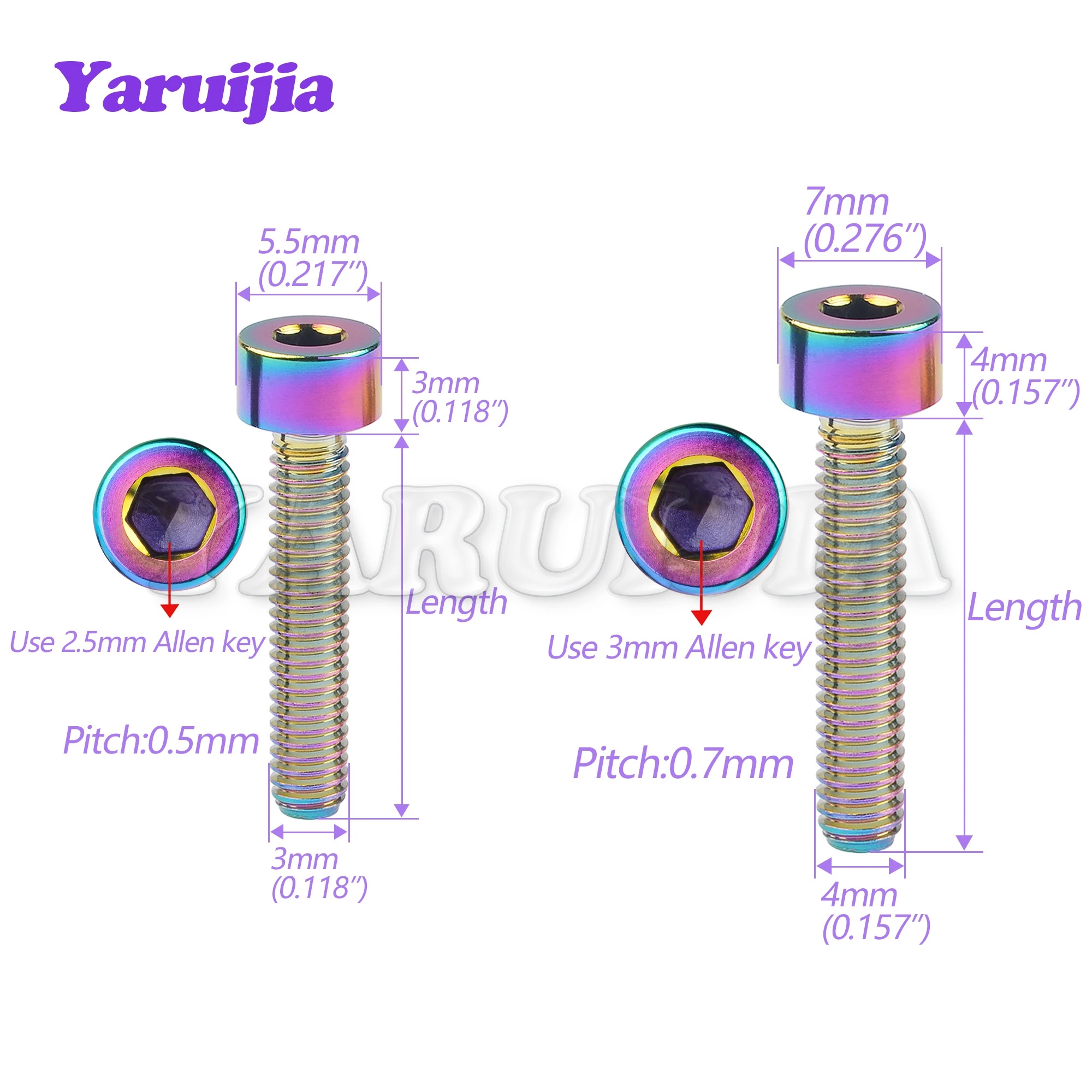 Yaruijia śruba tytanowa M3/M4x6/8/10/12/15/18/20mm klucz imbusowy Stigma głowy DIN912 śruby do modeli samolotów DIY zmodyfikowane 6 sztuk