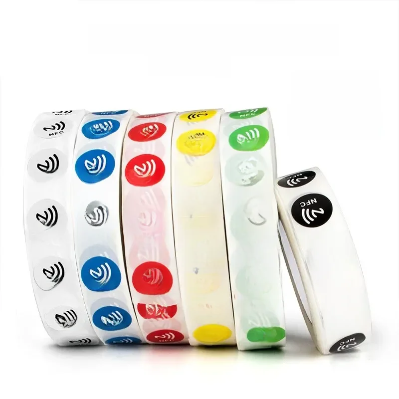 Étiquette Adhésive NDavid Ntag213 144 Octets, 13.56MHz ISO14443A, Puce 213 RFID, pour Téléphone, 6 Couleurs