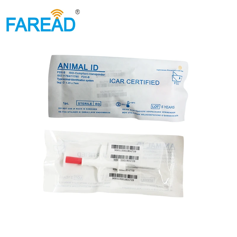 カスタマイズされた 100 個 FRD111-1 RFID 耳タグと 100 個 FRD027N1 1.25*7 ミリメートル