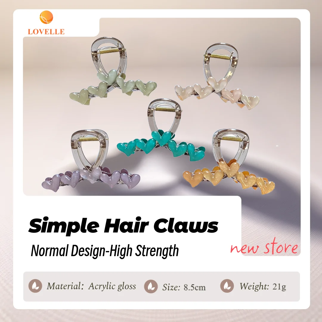 LOVELLO Small Size 8.5CM Strong Quality Acrylic Hair Claws Colorful New Style Hair Clips Decoration for Lady Long Hair Using