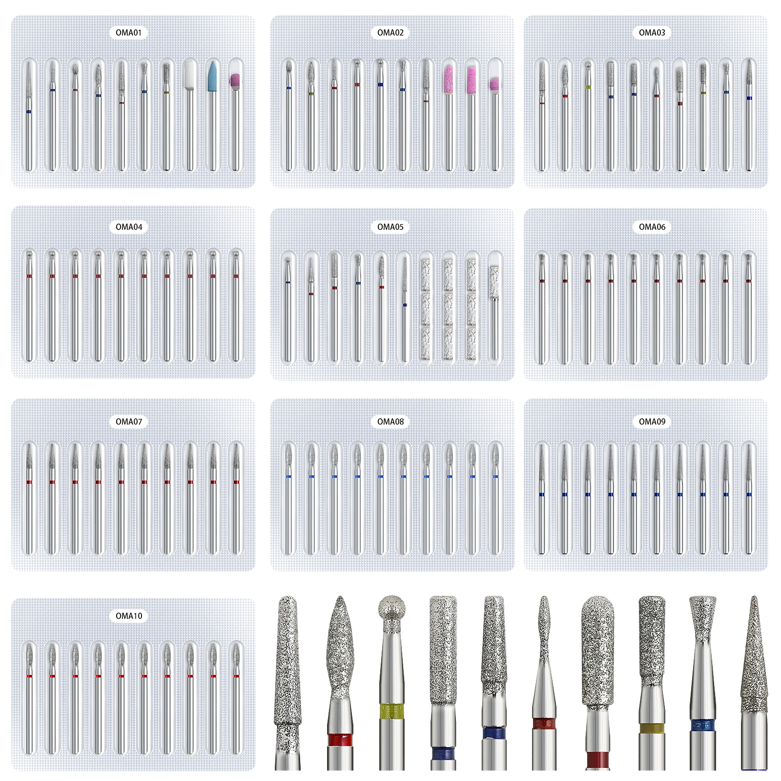 Diamond Nail Drill Bits Set Shank Cuticle Remover Bit for Electric Nail Drill Machine Manicure Pedicure Dead Skin Cleaner Tools