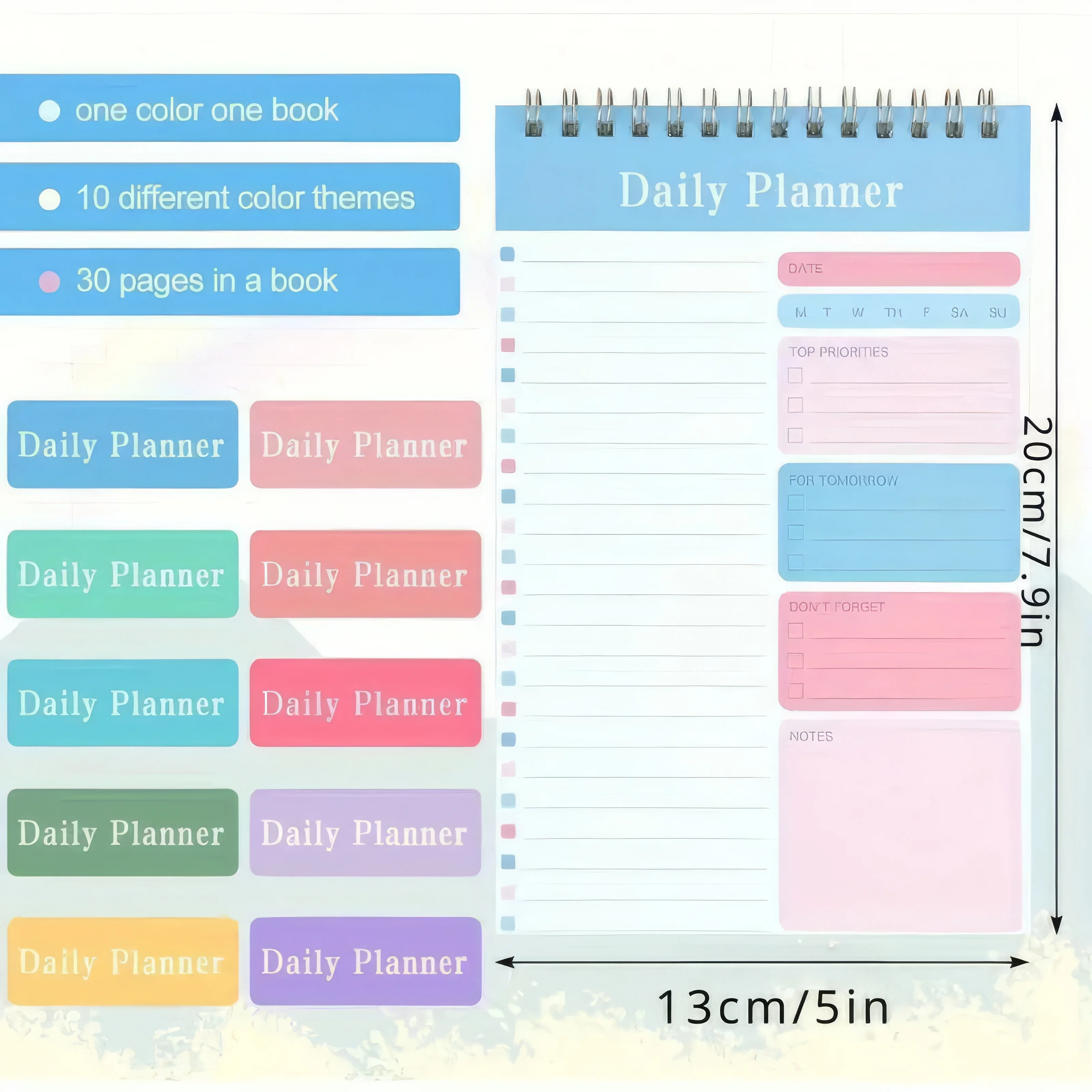 1 Pack A5 Large Planner Notebook - 30 Pages Thick Paper Planning Pad, Portable Goal-Setting Notebook for Office Planning Needs