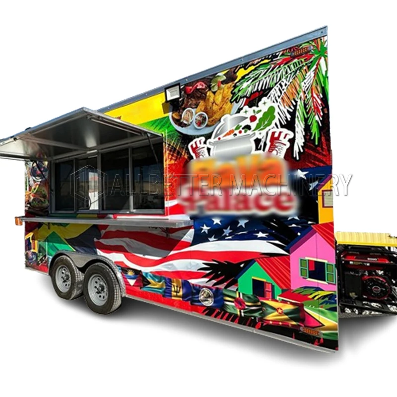 Gran oferta de 2025, remolque de comida móvil para exteriores, carrito expendedor de restaurante callejero, remolque de Catering, camión de comida totalmente equipado a la venta