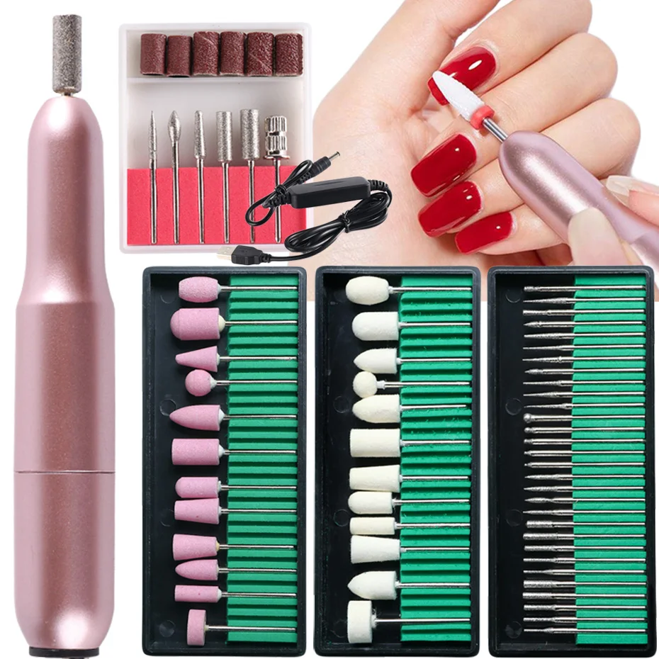 Professional Electric Nail Drill Manicure Machine Pedicure Milling Cutter Polisher Set Ceramic Nail Drill Equipment Tools BEUSB