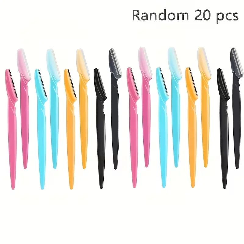 20-Piece Stainless Steel Eyebrow Trimmer Set Multi-Functional Fragrance-Free Hair Removal Tool for Easy Trimming Random Color