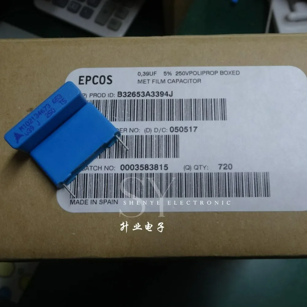 5pcs/lot EPCOS 0.39uf 250V u39 390nf 394 J Brand New 22.5mm Film Capacitor B32653A3394J