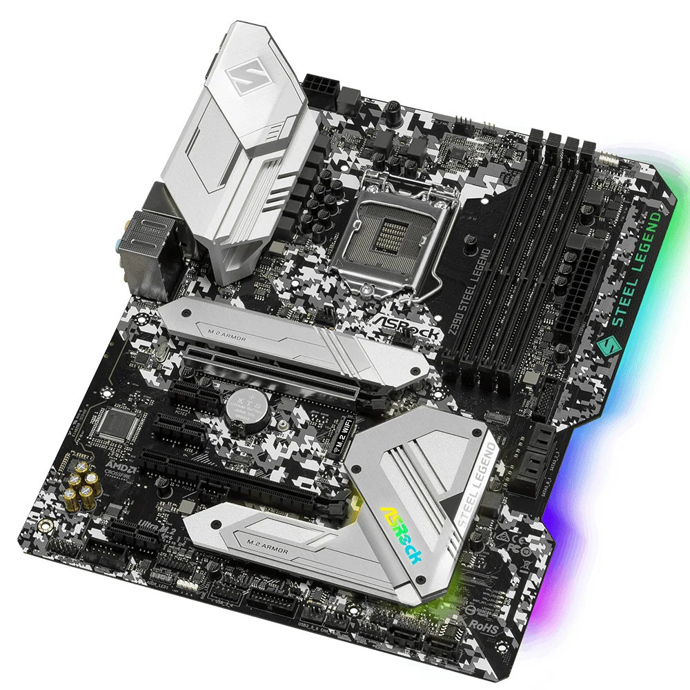 Imagem -03 - Asrock-placa-mãe Z390 Aço Lenda Atx Lga1151 4x Ddr4 128g Sata3 gb s 2x M.2 Nvme