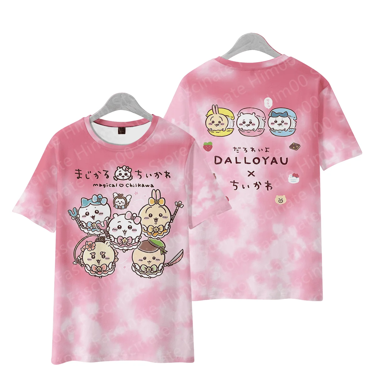 2024 Chiikawa Cartoon 3D Printed Round Neck Short Sleeve Top Girls Summer Harajuku Street T-Shirt Fashion Casual Wear