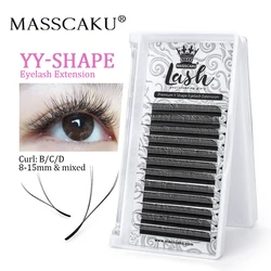 Masscaku-YY Shape Cílios Extensões, Premade Volume Fans, Natural Soft Lashes, Estilo W, Cílios Postiços Confortáveis, Venda Quente