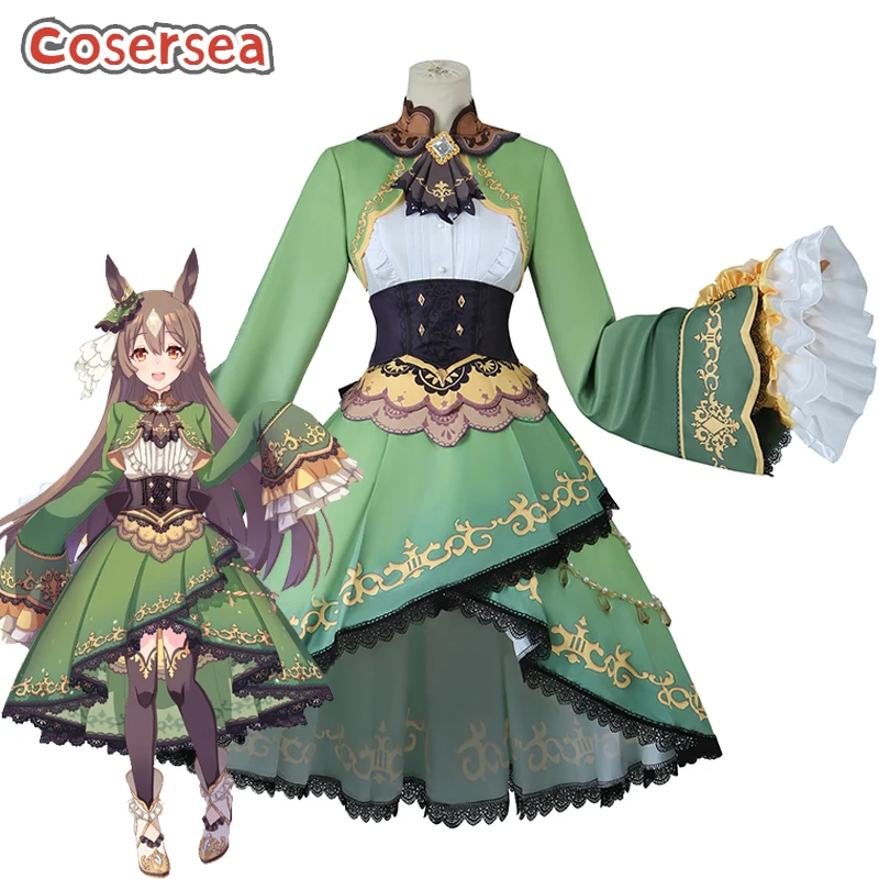 Cosersea Satono Diamond Cosplay Costume Game Uma Musume: Pretty Derby Satono Diamond Halloween Women Green Dress Outfit Fullset