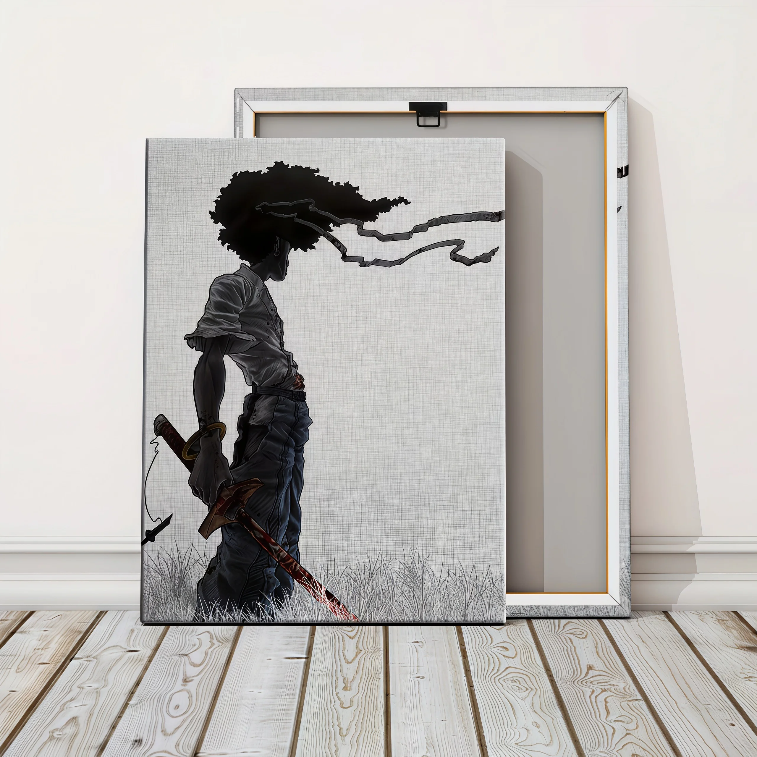 Wooden Framed Canvas Cool Samurai Art Poster