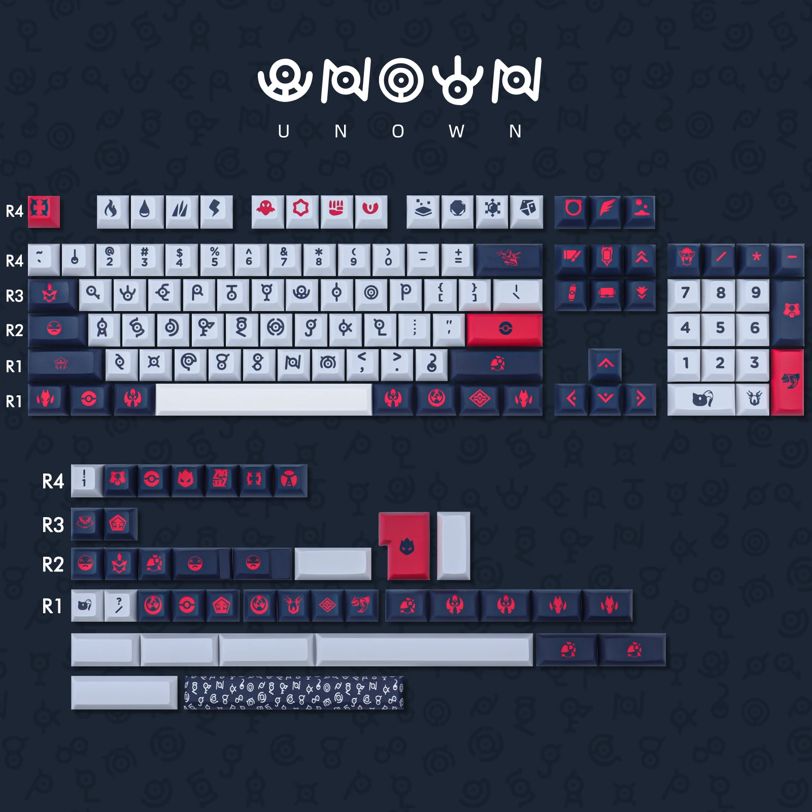 Unown-teclas personalizadas para teclado mecánico, teclas personalizadas, perfil KCA, PBT DYE SUB, 143 teclas, interruptor MX