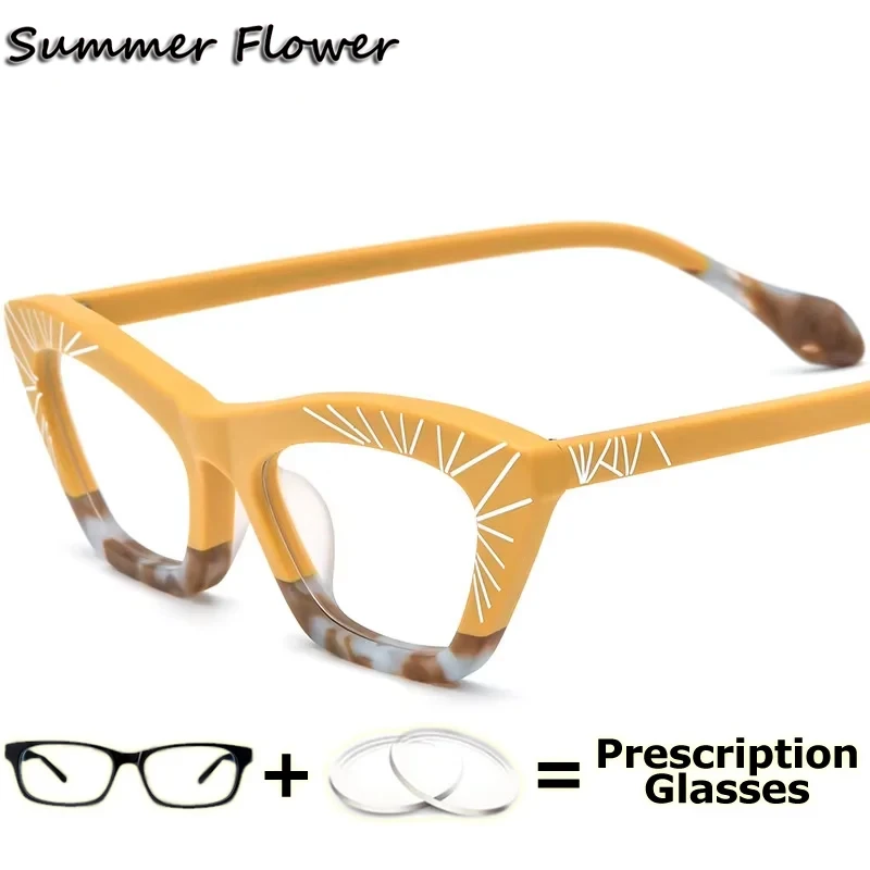 

Женские модные очки из ацетата, оправы для очков с высокой степенью коррекции, готовые рецептурные очки, оптические очки для женщин при близорукости