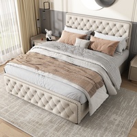 Bed adult bed young 180x cm, headboard bed adjustable padded, drink slings, 4 storage drawers, mattress-free, Gray