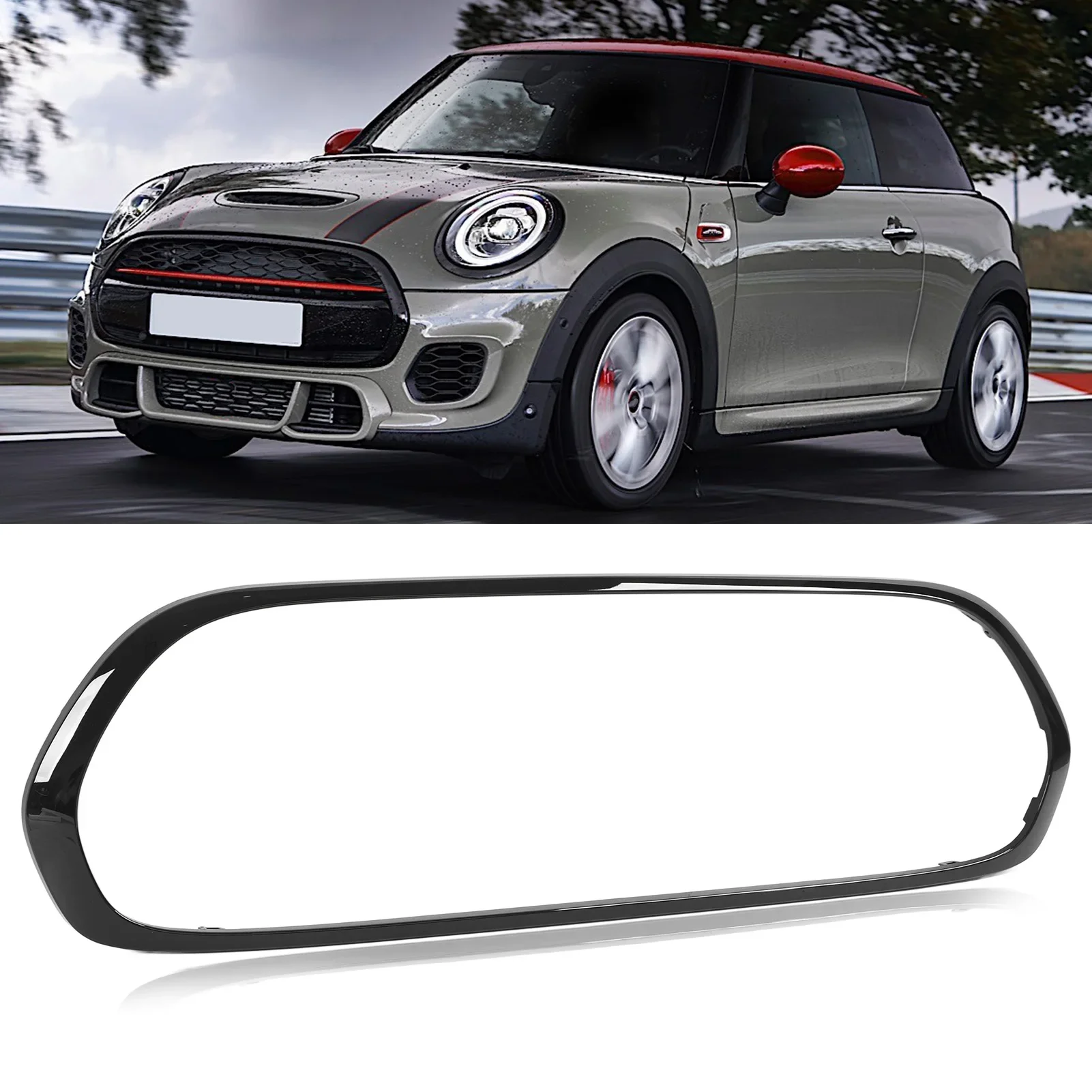 Glanzend Zwart Grille Surround Cover Versieringen Vervanging voor Mini F55 F56 F57 Een Cooper S JCW 2014 + Auto-onderdelen - afbeelding 2