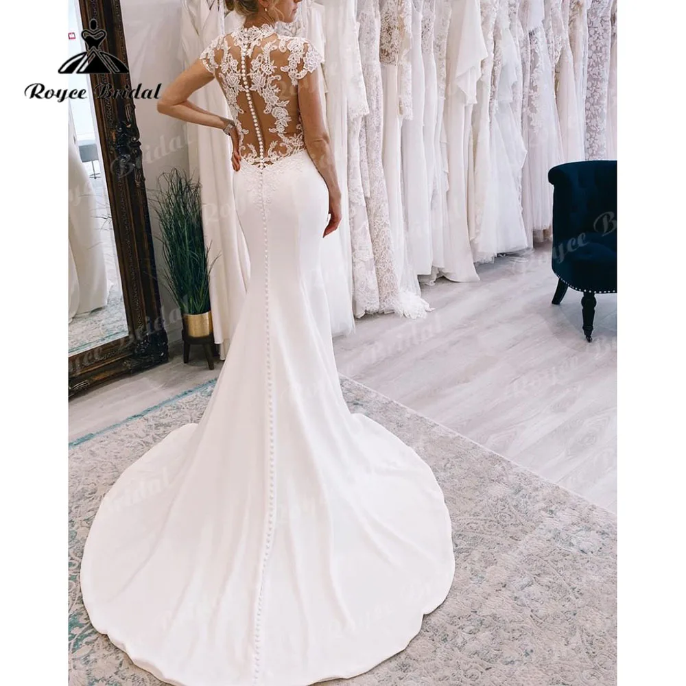 Vestidos Novia Lace Appliques Mermaid/Trumpet Cap Sleeve Wedding Dress Boho 2023 Sexy Mariage Bridal Boho Wedding Gowns Custom