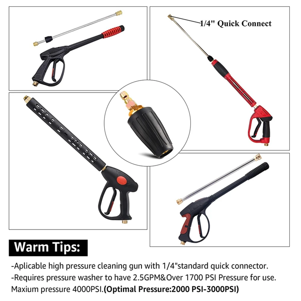 Imagem -02 - Bocal Turbo Giratório de Lavadora de Pressão Quick Connect Plug Núcleo Cerâmico 360 ° Bocal para Limpar Concreto de Tijolo