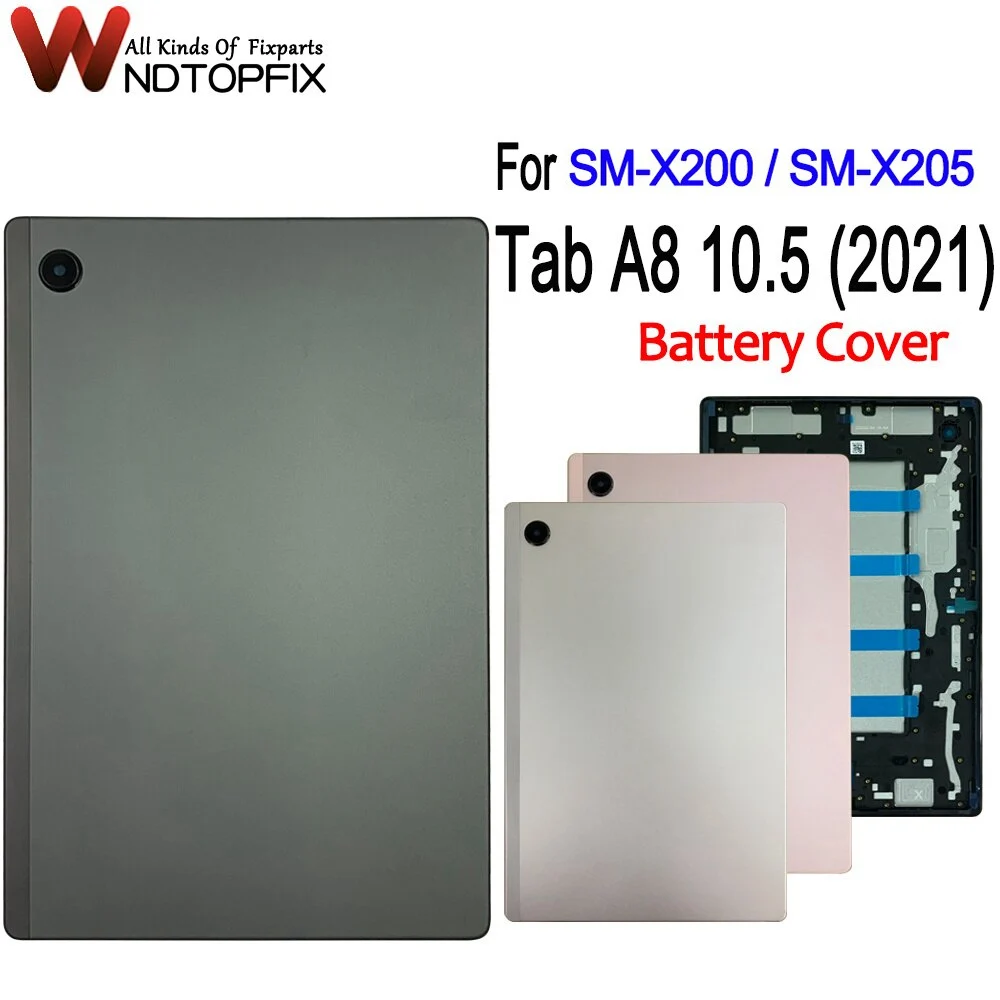 Carcasa trasera de 10,5 pulgadas para Samsung Galaxy Tab A8 10,5 2021 SM-X200, cubierta de batería de repuesto para Samsung X200 X205, cubierta trasera