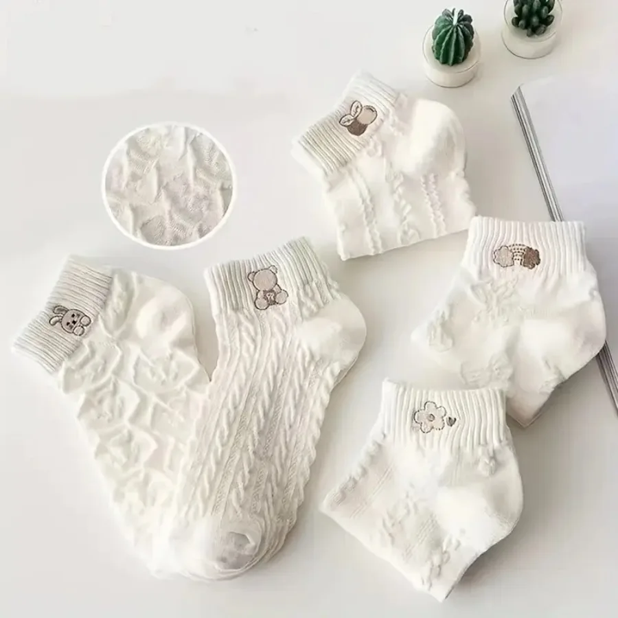 10 pares de meias brancas de coelho nuvem, macias e adequadas para a pele com alta elasticidade, adequadas para uso casual de outono e inverno