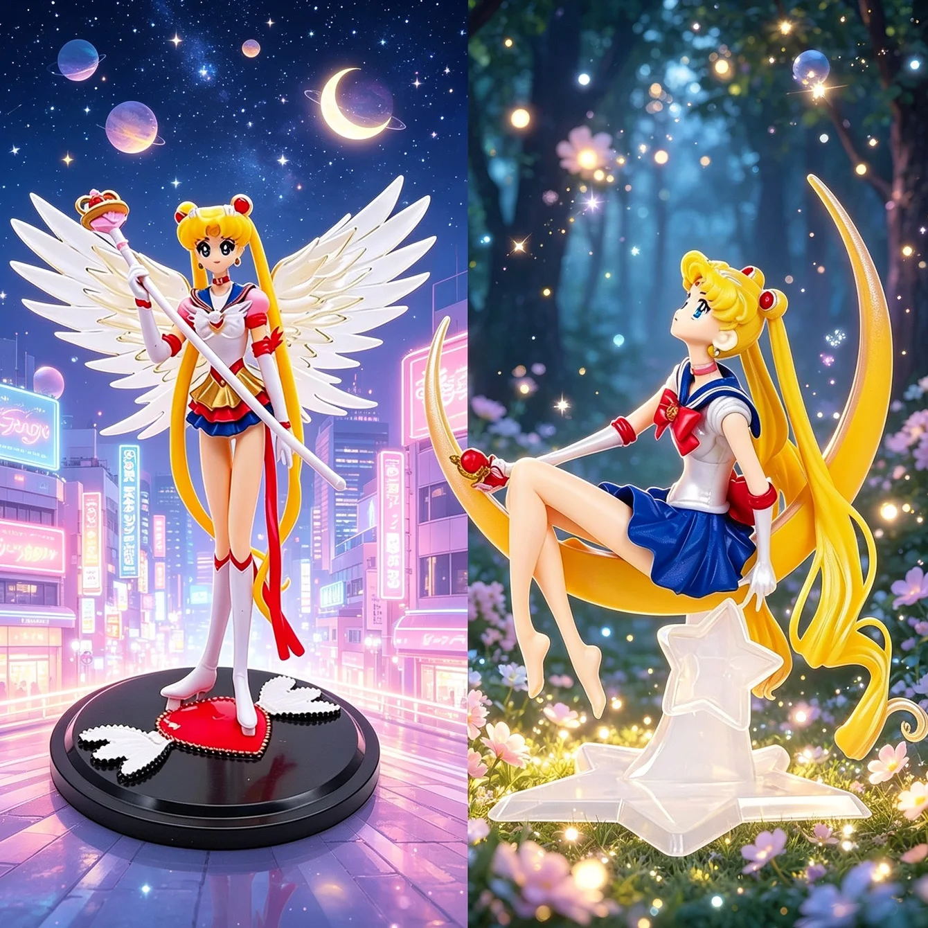 Sailor Moon Eternal Figure Set Winged Eternal Sailor Moon Crescent Moon Usagi Tsukino Statue Collectible Model Anime Decor Gift