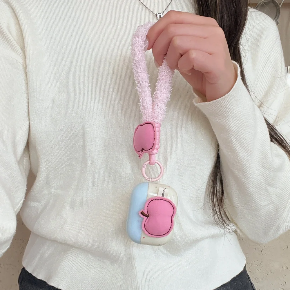 

Beautiful contrasting pink Apple earphone protective case, suitable for AirPods 4/3/2 Pro/2/4, with pendant, new protective case