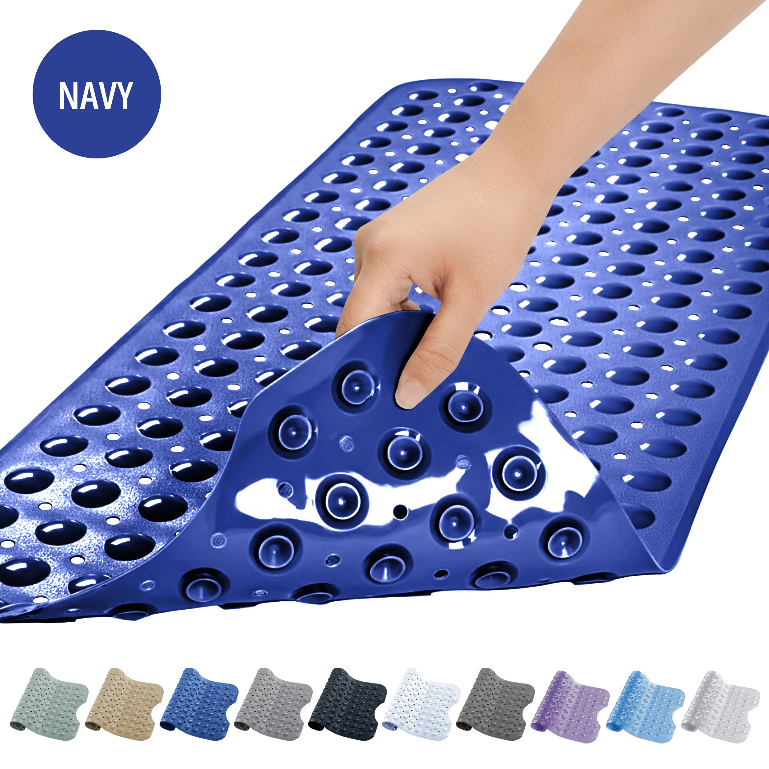 Lux Decor Collection Extra-Large 40x16" Bathtub Mat – Non-Slip Shower Mat with Suction Cups & Drain Hole- Machine Washable Mat