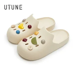 UTUNE Women's Mules Clogs Sandals Summer Shoes and Shoes Charm DIY Outdoor Wear Indoor Home Thick Heels Office Slip-on Slipper