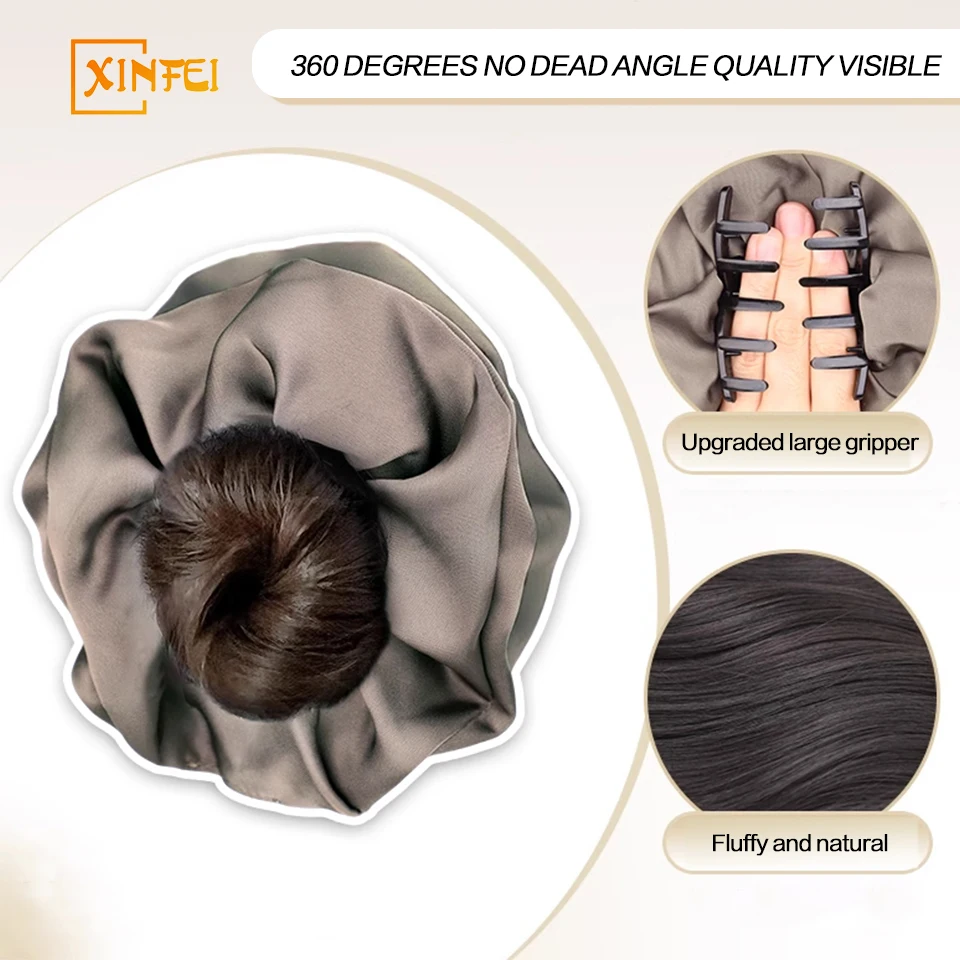 Synthetic Elegant Claw Clip Bun for Women: Instant Wavy Updo Hairpiece, Chic Synthetic Chignon, Comfortable & Natural-Looking