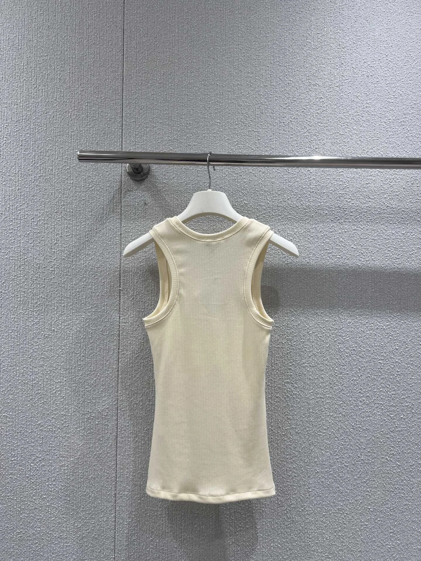 

2025 Summer Women's Embroidered Slimming Tank Top with High Quality Elastic Ribbed Fabric Soft and Skin friendly Slim W-137