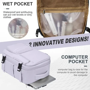 شنطة لاب توب مقاومة للماء للنساء، حقيبة سفر مقصورة، سعة كبيرة، إيزي جيت، ريان اير، 45x36x20، 40x20 أفضل 12 مبيعات حقيبة ظهر المقصورة - No11